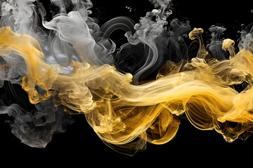 Fototapeta premium Abstract creative template. Acrylic ink in water with smoke. Shiny silver with gold yellow swirling fog abstract background vibrant colours wallpaper mix.