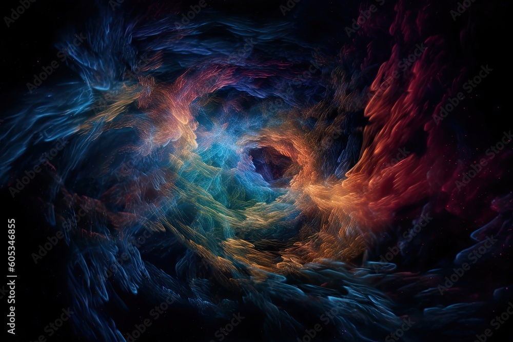 Sticker galaxy of stars and nebulas, with a view into the unknown and infinite universe, created with genera