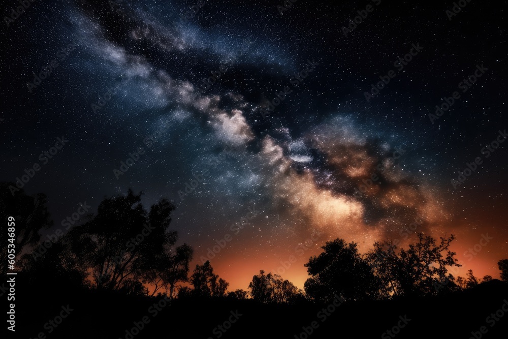 Wall mural nebulas and galaxies colliding in celestial spectacle, created with generative ai