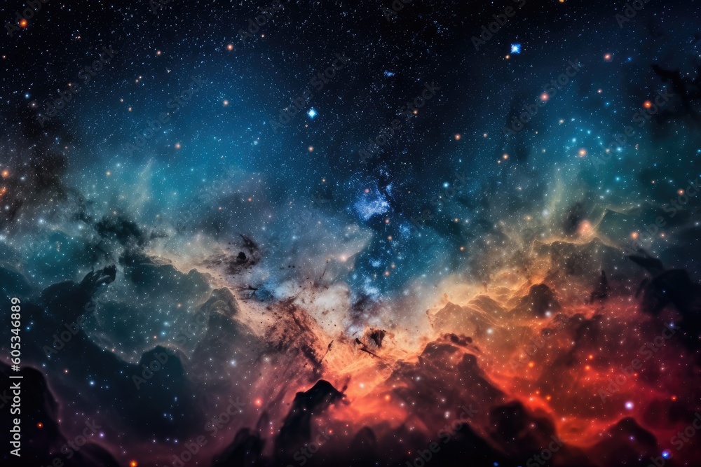 Wall mural close-up of galaxy and nebula, with starry background visible, created with generative ai