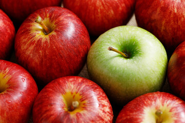 fresh red apple texture background in the supermarket