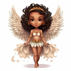 Beautiful tender illustration 3d style cute angel girl with wings book children's illustration postcard poster, doll, Generative AI, AI
