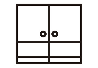 Icono de doble puerta japonesa en fondo blanco.