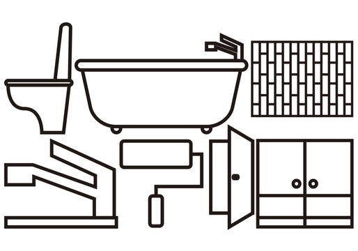 recommend clip art: Iconos negros de reforma del hogar en fondo blanco.