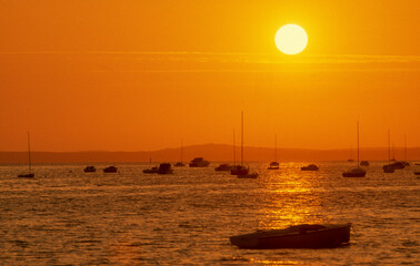 Coucher de soleil, Audenge, Bassin d'Arcachon, Gironde, 33, France