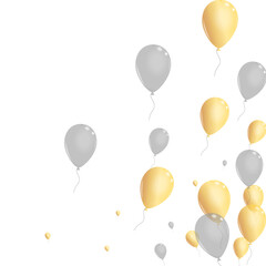 Silver Air Background White Vector. Balloon Jubilee Border. Gray Inflatable Confetti. Baloon Anniversary Illustration.