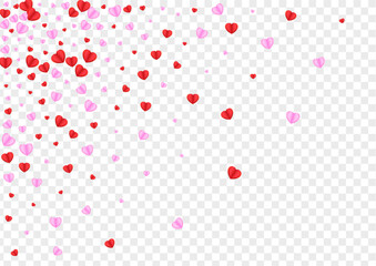 Red Heart Background Transparent Vector. Greeting Frame Confetti. Violet Wallpaper Texture. Tender Heart Isolated Backdrop. Pink Volume Illustration.