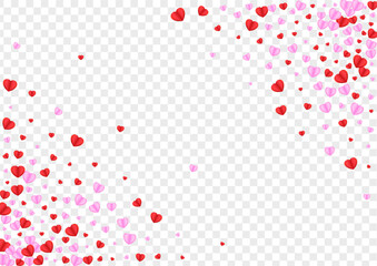 Fond Confetti Background Transparent Vector. Romantic Frame Heart. Pink Color Illustration. Tender Confetti February Pattern. Violet Banner Texture.