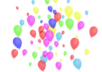 Red Confetti Background White Vector. Ballon Anniversary Card. Pink Inflatable. Colorful Toy. Flying Shiny Frame.