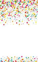 Colorful Polka Background White Vector. Confetti Fun Texture. Bright Summer. Multicolored Circle Geometric. Element Festival Template.