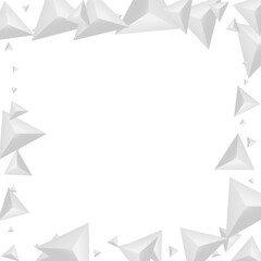 Fototapeta premium Hoar Fractal Background White Vector. Element Space Template. Grizzly Style Banner. Pyramid Creative. Greyscale Origami Illustration.