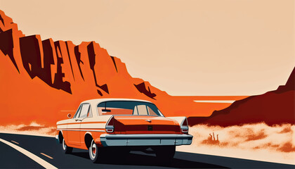 retro car in the wild west