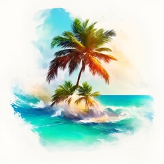 Fototapeta na wymiar artwork_of_majestic_palm_tree_in_iland