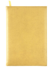 yellow leather notebook isolated with clipping path for mockup