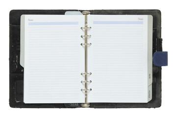 old notebook open isolated with clipping path for mockup
