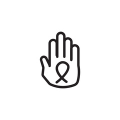 Hand Ribbon Stop Outline Icon