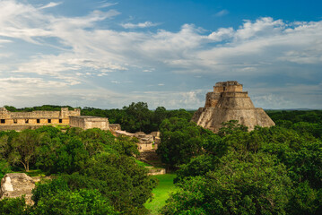 Fototapeta na wymiar Pyramid of the Magician, uxmal, located in yucatan, mexico