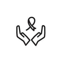 Aids Cancer Hand Outline Icon