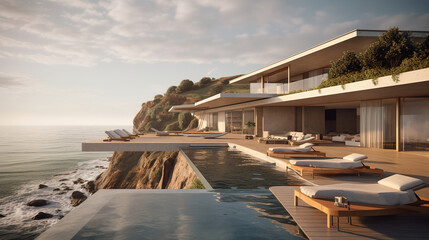 Fototapeta premium A luxury seafront cliffside villa