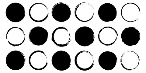 set of grunge circle brush. Vector illustration.