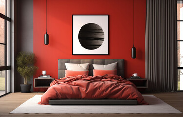 Scandinavian Minimalist red Bedroom