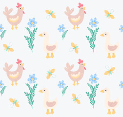 Obraz na płótnie Canvas Hen and goose pattern