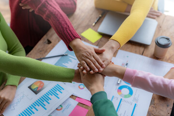 Teamwork business people meeting and together working on new startup project. Unity and teamwork concept. Successful business people meeting together.