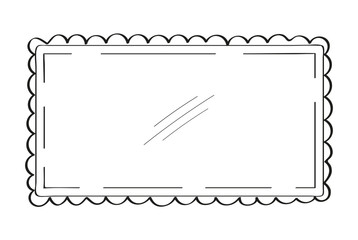 Mirror frames in doodle style. Vintage image frame han drawn labels.