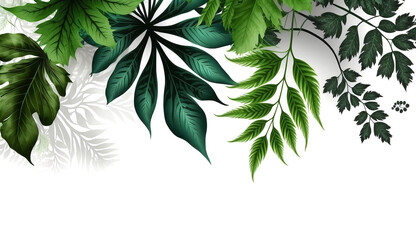Fototapeta na wymiar Green leaves on a white background, generative ai