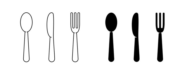 Knife, fork and spoon icon illustration