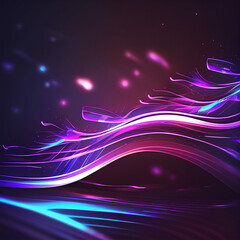 abstract futuristic background with glowing neon moving high speed wave lines and bokeh lights. Data transfer concept Fantastic wallpaper, created with Generative AI