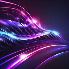 abstract futuristic background with glowing neon moving high speed wave lines and bokeh lights. Data transfer concept Fantastic wallpaper, created with Generative AI