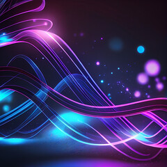 abstract futuristic background with glowing neon moving high speed wave lines and bokeh lights. Data transfer concept Fantastic wallpaper, created with Generative AI