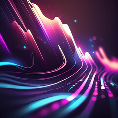abstract futuristic background with glowing neon moving high speed wave lines and bokeh lights. Data transfer concept Fantastic wallpaper, created with Generative AI