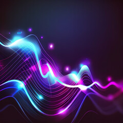 abstract futuristic background with glowing neon moving high speed wave lines and bokeh lights. Data transfer concept Fantastic wallpaper, created with Generative AI