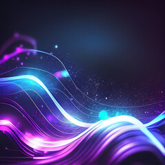 abstract futuristic background with glowing neon moving high speed wave lines and bokeh lights. Data transfer concept Fantastic wallpaper, created with Generative AI
