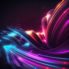 abstract futuristic background with glowing neon moving high speed wave lines and bokeh lights. Data transfer concept Fantastic wallpaper, created with Generative AI