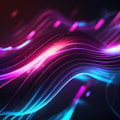abstract futuristic background with glowing neon moving high speed wave lines and bokeh lights. Data transfer concept Fantastic wallpaper, created with Generative AI