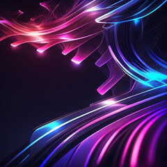 abstract futuristic background with glowing neon moving high speed wave lines and bokeh lights. Data transfer concept Fantastic wallpaper, created with Generative AI