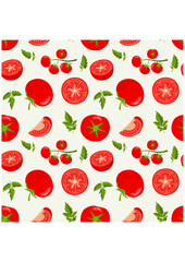Seamless background pattern with fresh red tomato