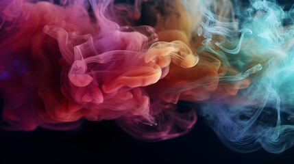 Fototapeta premium Beautiful motion colorful smoke isolated on black background. Generative AI.