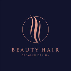 Luxury and beautiful hair wave abstract Logo design.Logo for business, salon, beauty, hairdresser, care.