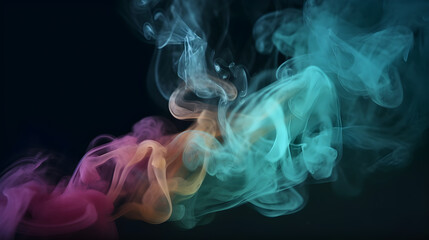 Fototapeta premium Beautiful motion colorful smoke isolated on black background. Generative AI.
