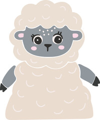 Cute sheep vector, Farm animal isolted vector, Cute Animal sheep, Farm Clipart, Portrait animal vector, Baby animal element