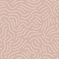 Comic wavy squiggle texture background. Curved waved stripes, lines seamless pattern. - 605358629