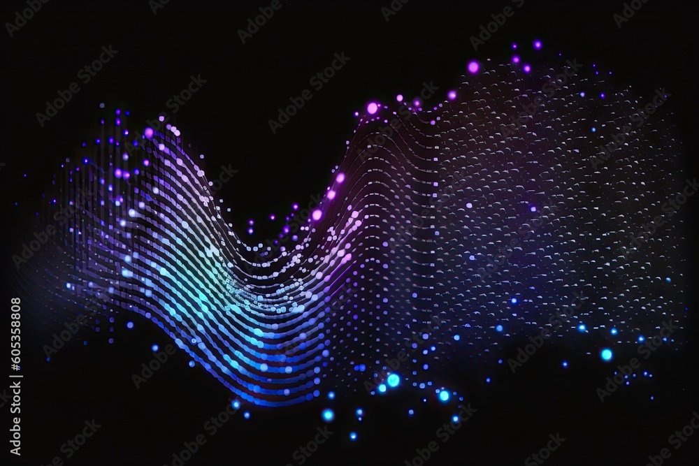 Poster abstract blue or red dot moving and growing connecting neural network. technology background. digita