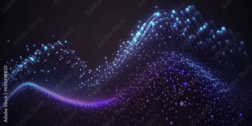 Aufkleber abstract blue or red dot moving and growing connecting neural network. technology background. digita