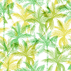 Natural jungle seamless pattern. Abstract tropical background: palm trees silhouettes