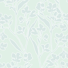 Cute natural background with wild meadow flowers in silhouette, outline.