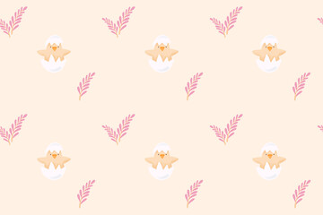 seamless pattern of a hatched chick